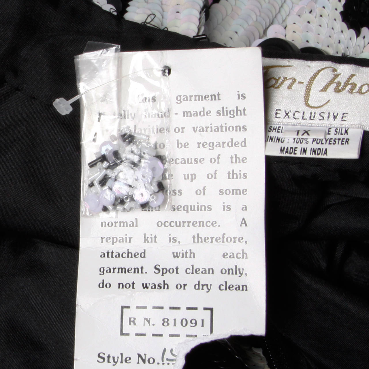 Unworn with Original Tags Vintage Black + White Silk Sequin Jacket 5