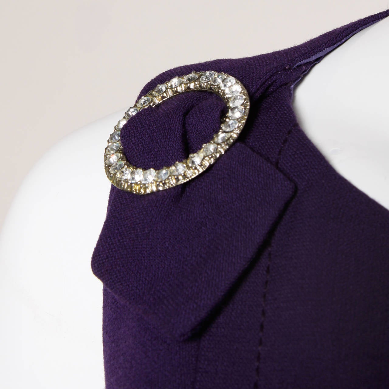 Purple Couture 1960s Vintage Wool + Silk Carwash Dress