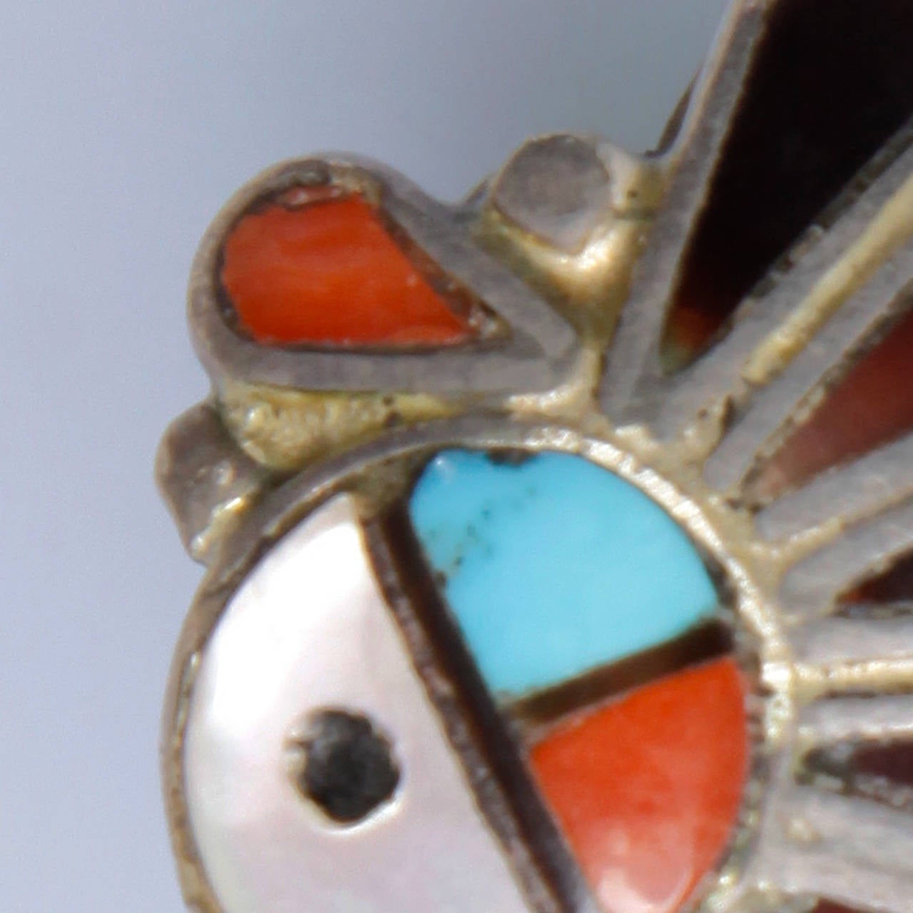 Native American Zuni Inlaid Turquoise Ring Size 4 In Excellent Condition In Sparks, NV