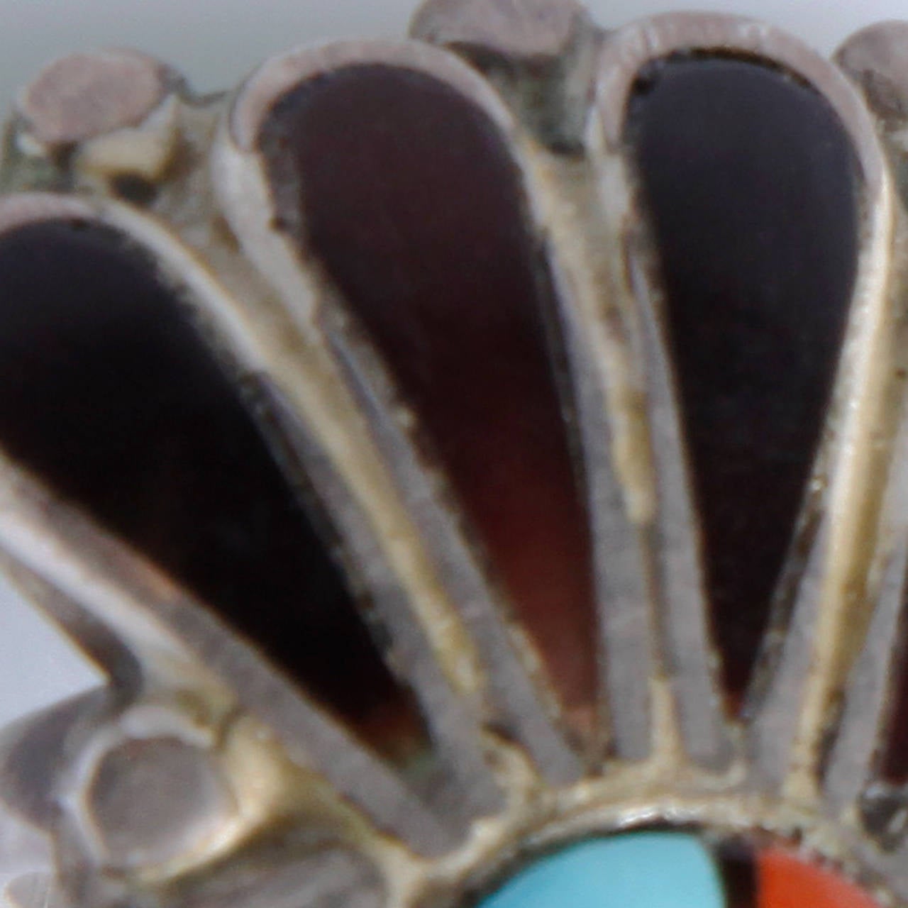 Women's Native American Zuni Inlaid Turquoise Ring Size 4