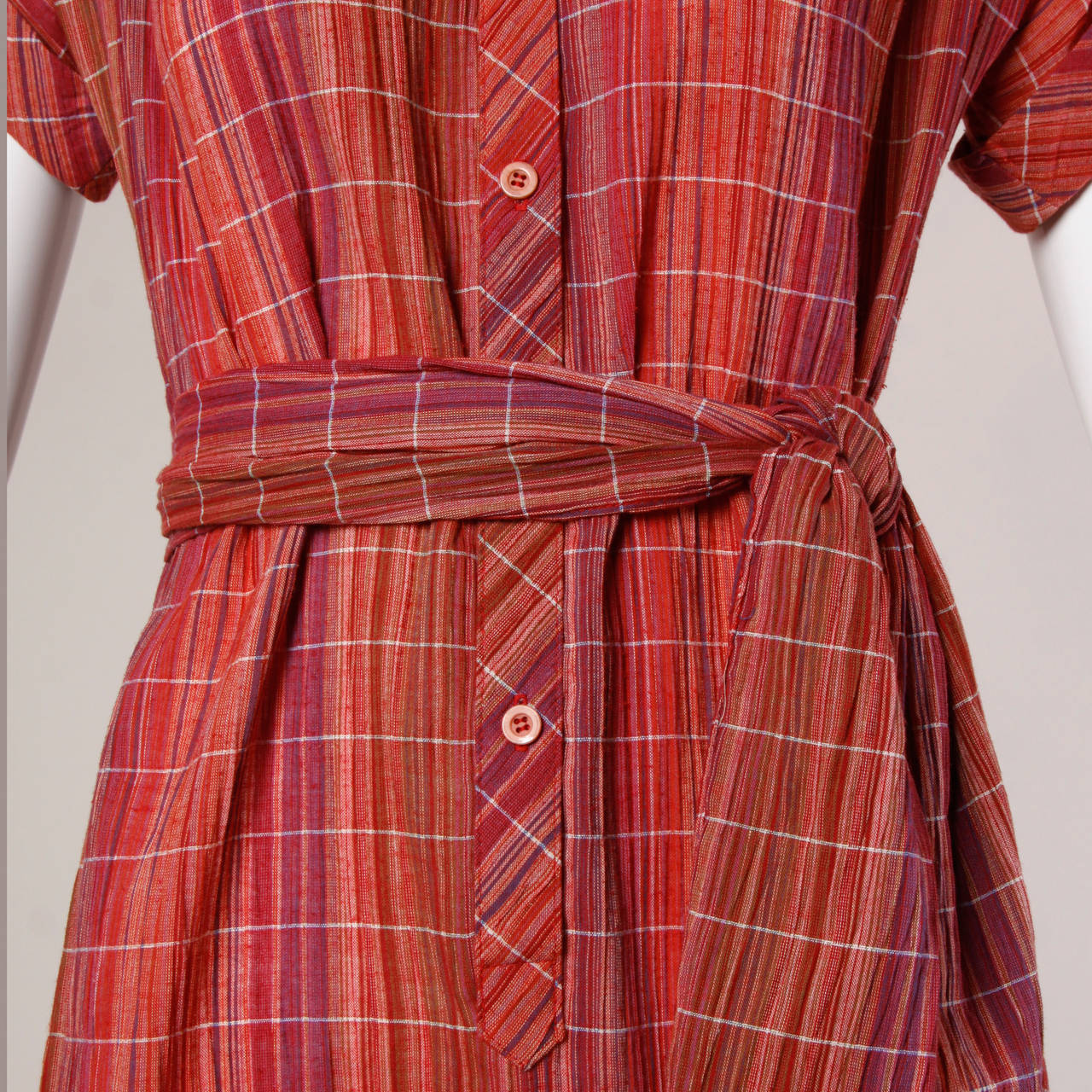 Pierre Balmain Vintage Plaid Dress + Matching Sash 1