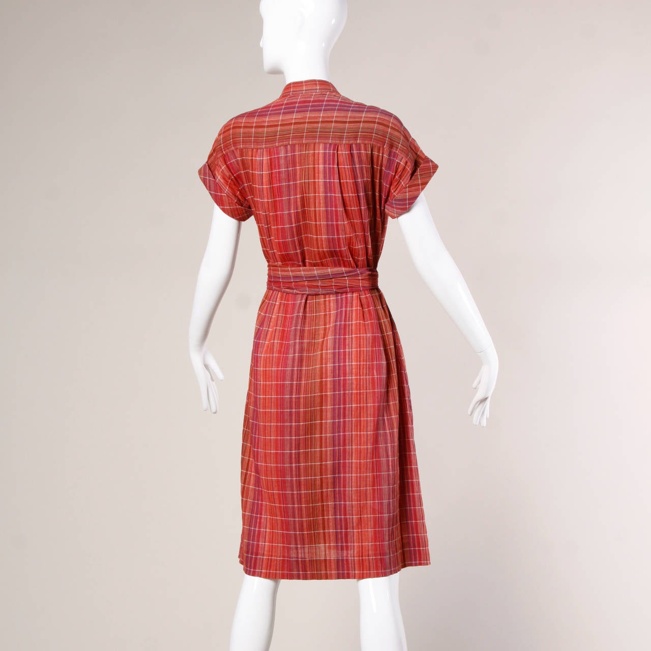 Women's Pierre Balmain Vintage Plaid Dress + Matching Sash