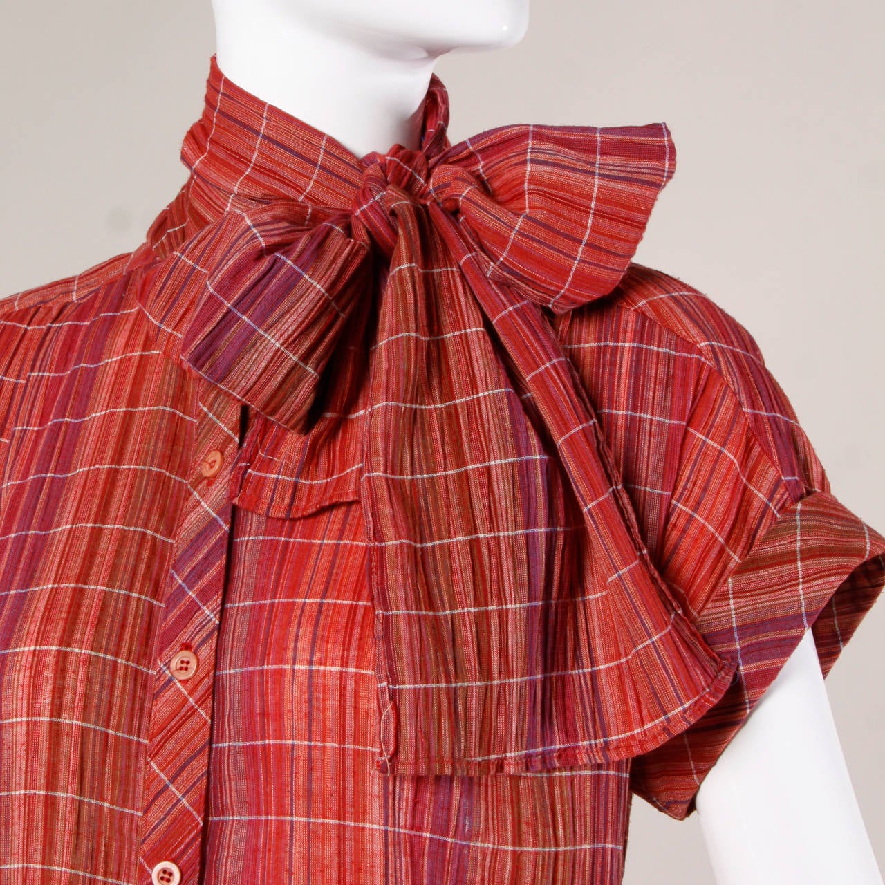Pierre Balmain Vintage Plaid Dress + Matching Sash In Excellent Condition In Sparks, NV