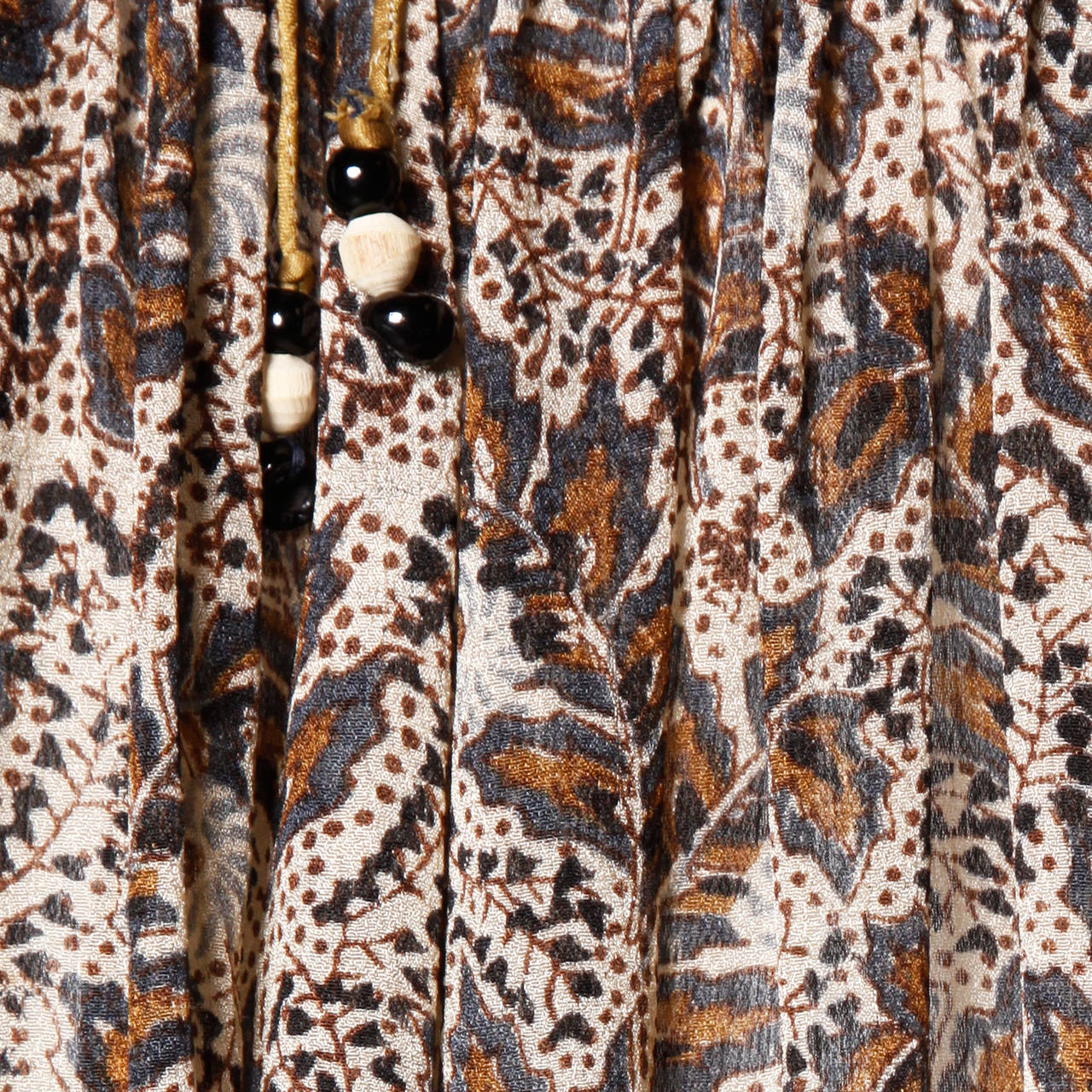 1970s Paper Thin 100% Sheer Silk Indian Hand-Block Print Dress 2