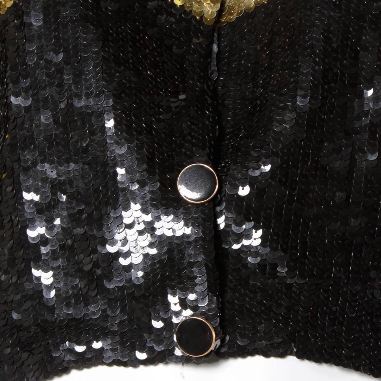 Women's Lillie Rubin Vintage Metallic Gold + Black Sequin Silk Jacket