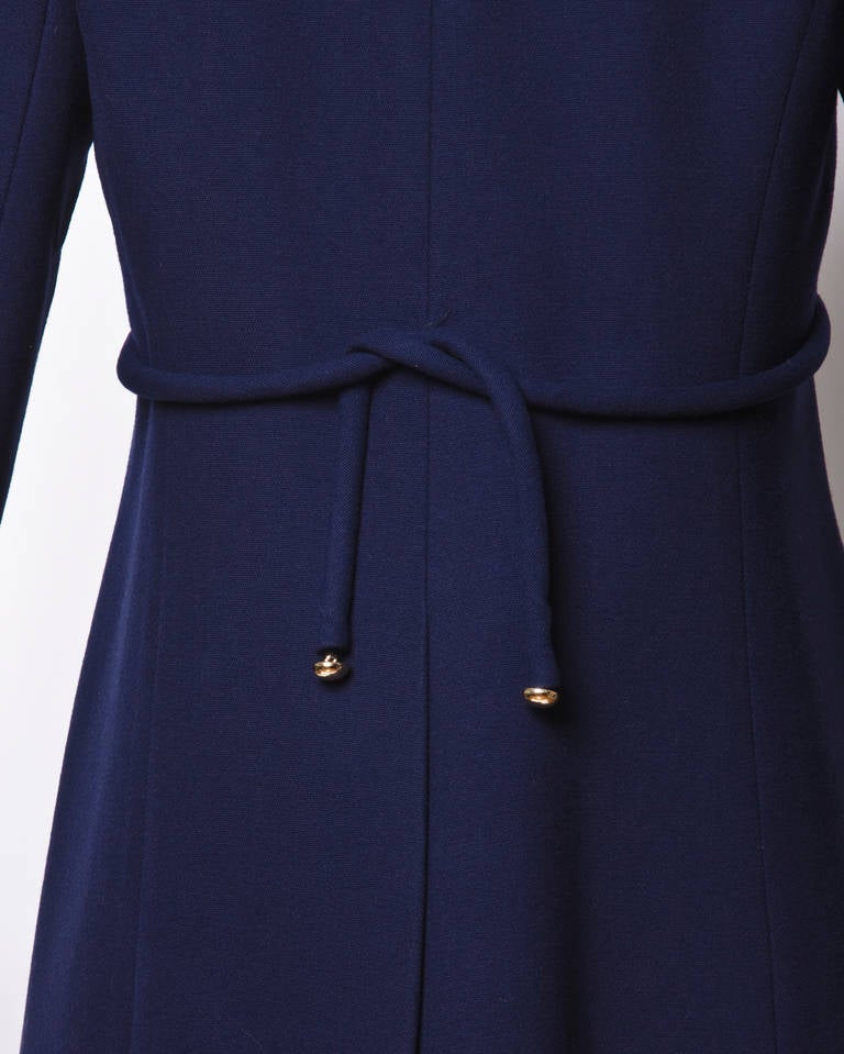 Women's Christian Dior Pristine Vintage 1960s 60s Navy Wool Mod Military Coat