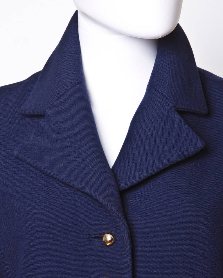 Christian Dior Pristine Vintage 1960s 60s Navy Wool Mod Military Coat 3