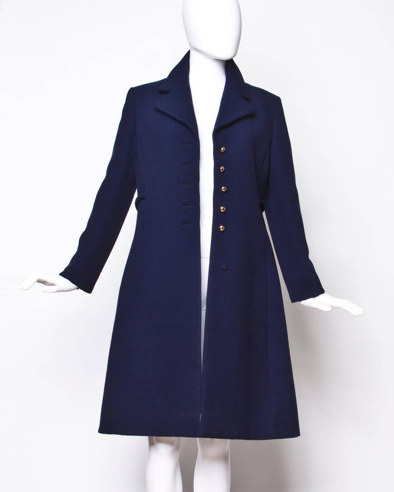 Christian Dior Pristine Vintage 1960s 60s Navy Wool Mod Military Coat 2