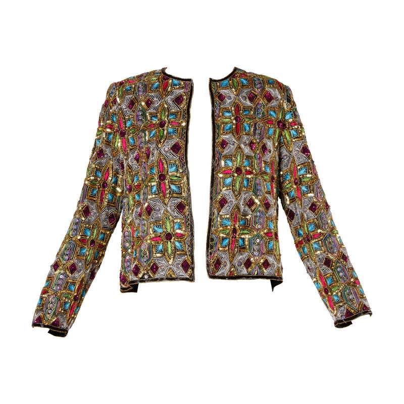 Vintage Stained Glass Sequin + Beaded Trophy Jacket at 1stDibs ...