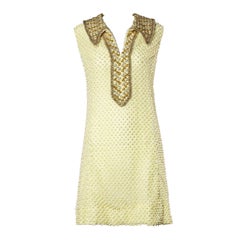 Heavily Beaded Vintage Lace Dress, 1960s 