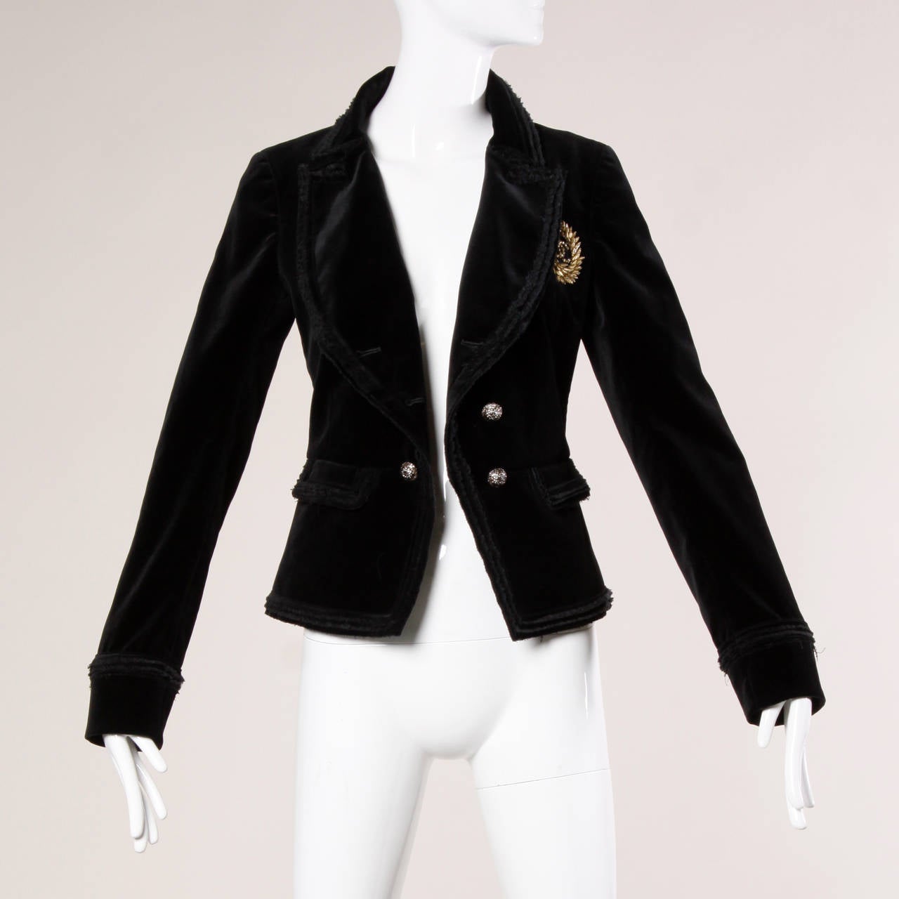 Chanel 2010 Velvet Beaded CC Military Crest Jacket as worn by Claudia Schiffer 3