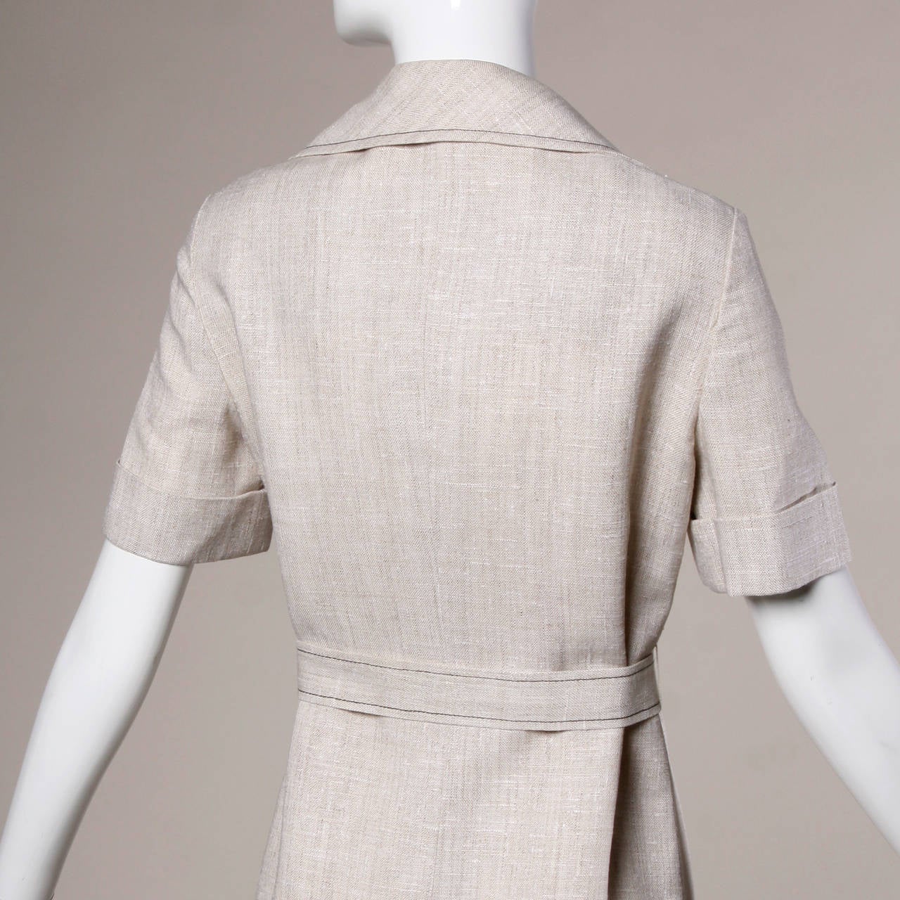 Pierre Cardin Vintage Mod Linen Dress and Sash, 1960s  1