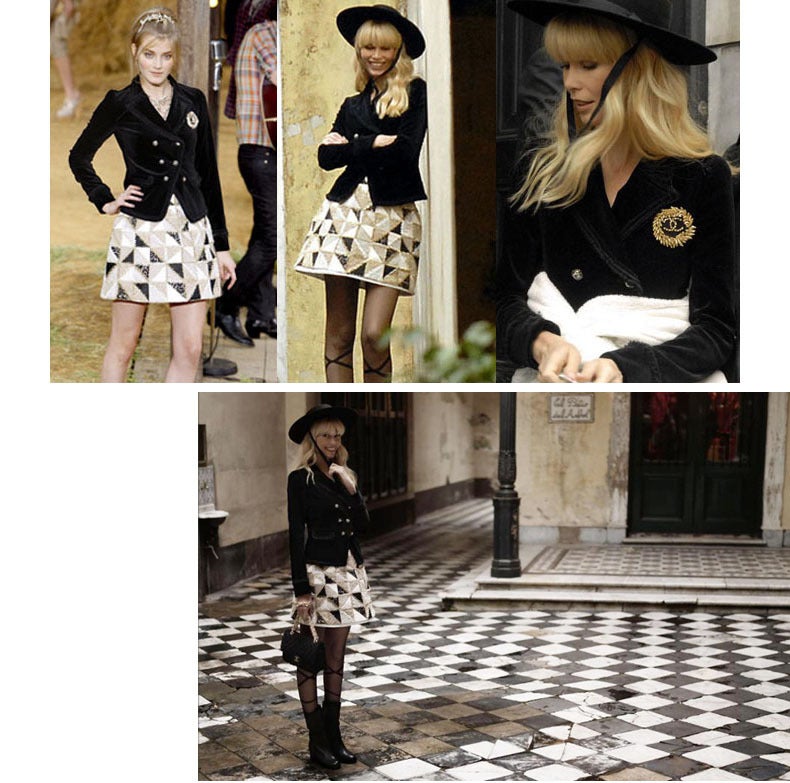 Chanel 2010 Velvet Beaded CC Military Crest Jacket as worn by Claudia Schiffer In Excellent Condition In Sparks, NV