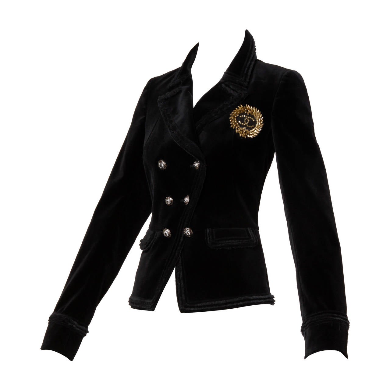 chanel black velvet jacket