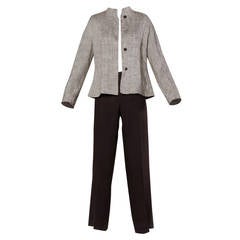 1990s Max Mara Linen/ Silk Jacket + Pants Suit Ensemble