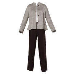 1990s Max Mara Linen/ Silk Jacket + Pants Suit Ensemble