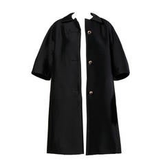 I. Magnin Vintage 1960s Black Silk + Wool Coat