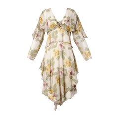 Holly's Harp Vintage Silk Floral Print Tiered Dress