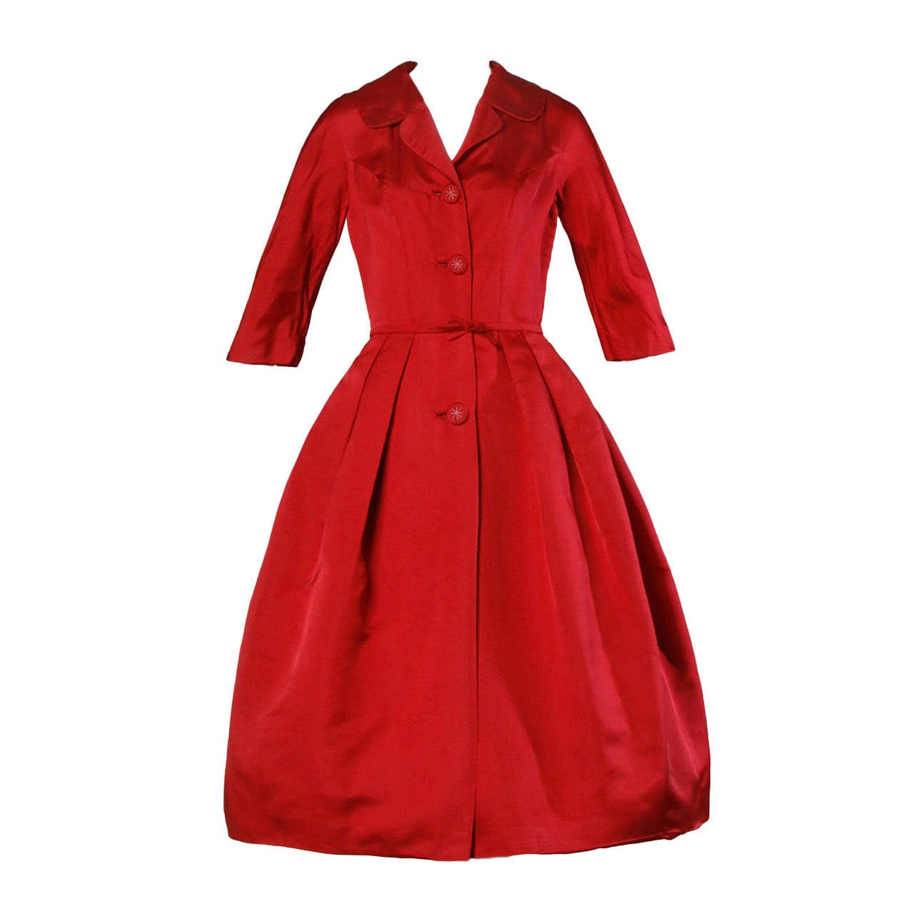 1950s Vintage New Look Red Dress with Starburst Buttons