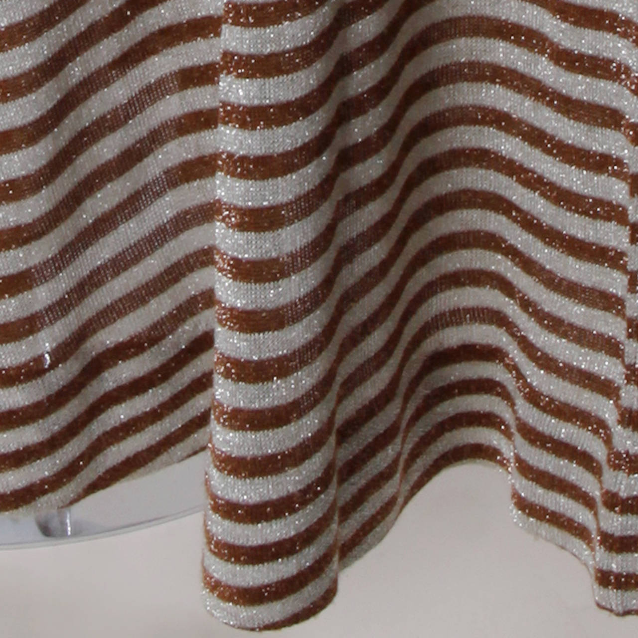 Wenjilli 1970s Vintage Metallic Knit Striped Maxi Dress 1