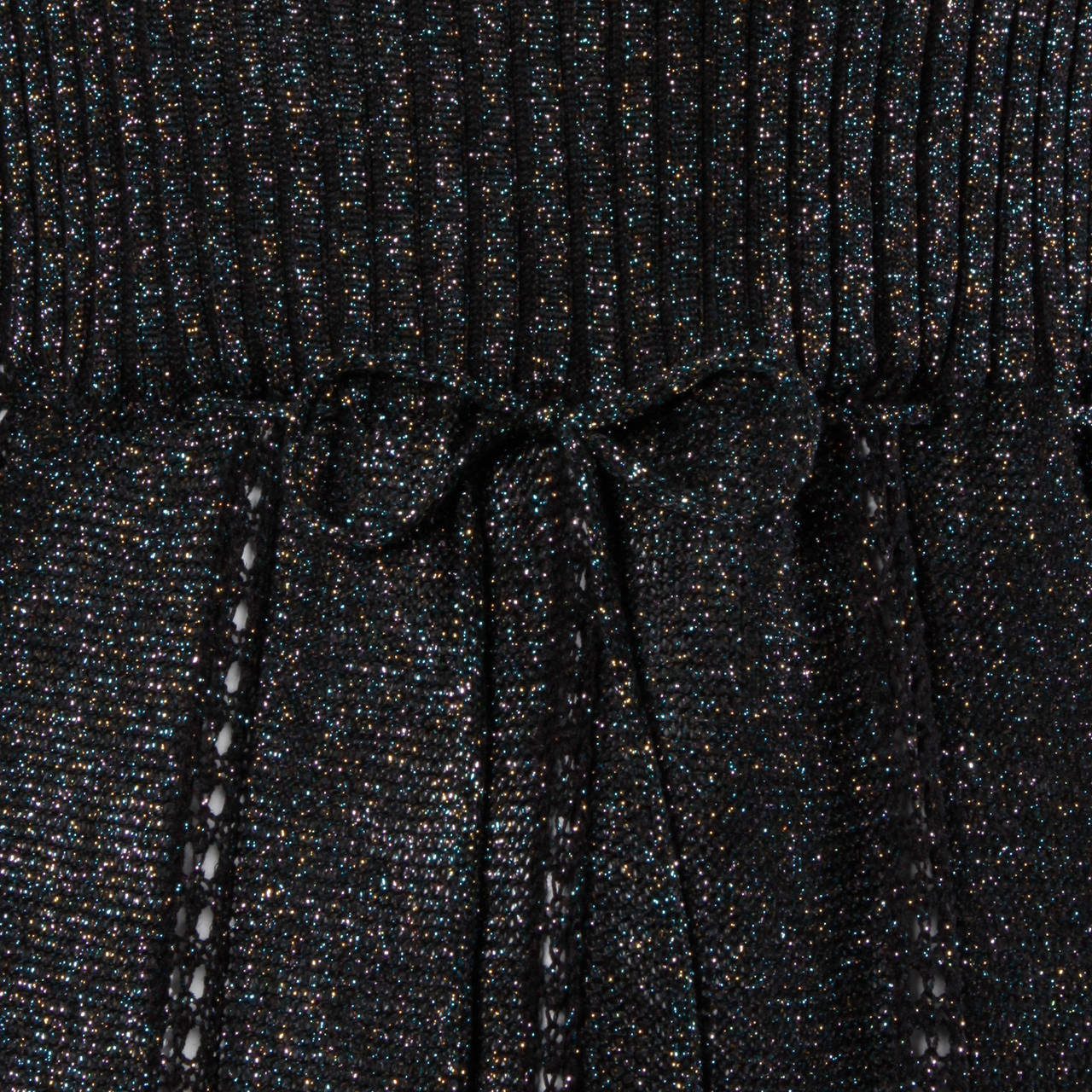 Black 1970s Vintage Iridescent Metallic Knit Maxi Dress