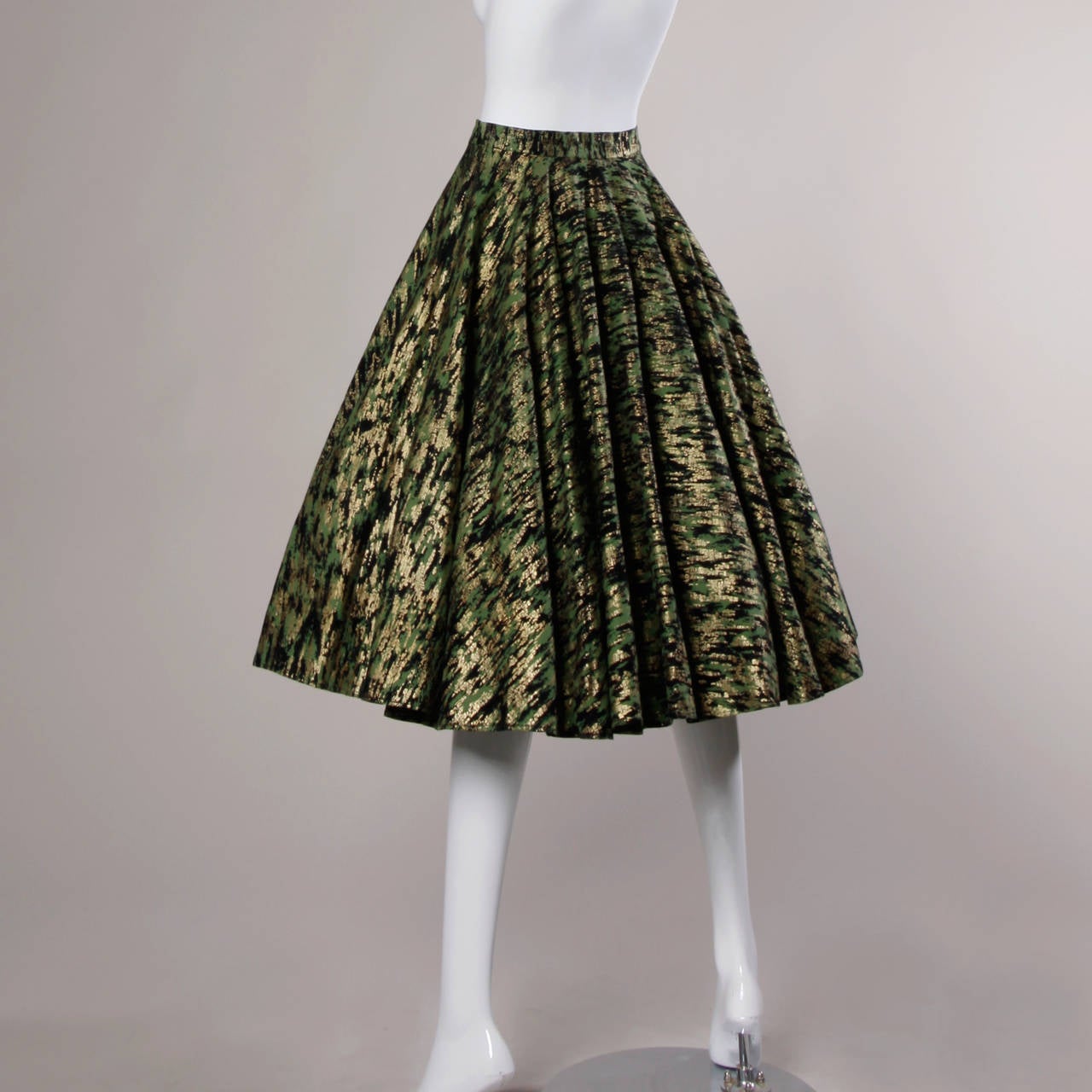 green and gold skirt