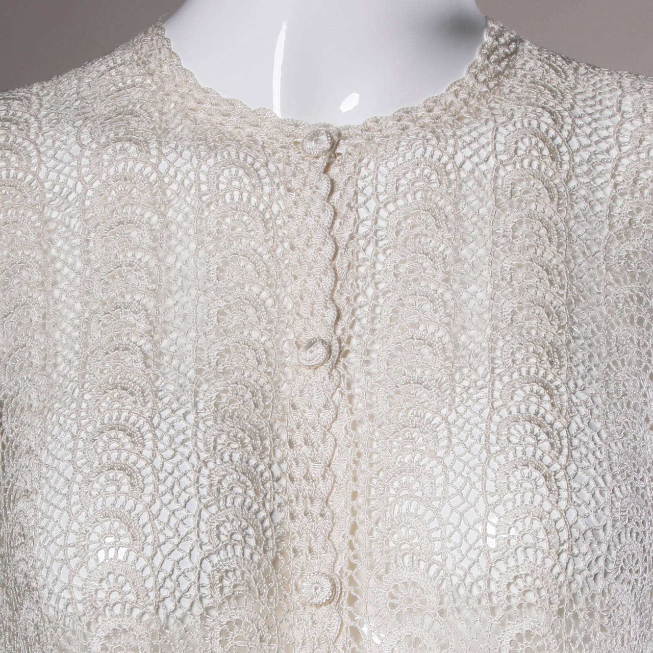 Unworn 100% Silk Hand-Crochet Vintage Cardigan Sweater at 1stDibs