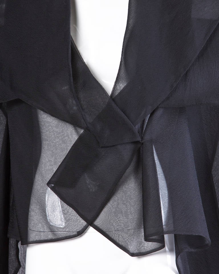 Werle Vintage 1960s 60s Unique Black Sheer Silk Cape Coat or Opera Jacket 2