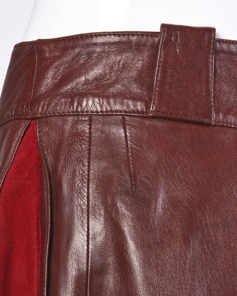 Claude Montana Pour Ideal Cuir Vintage Oxblood Lambskin Leather Cropped Pants 5