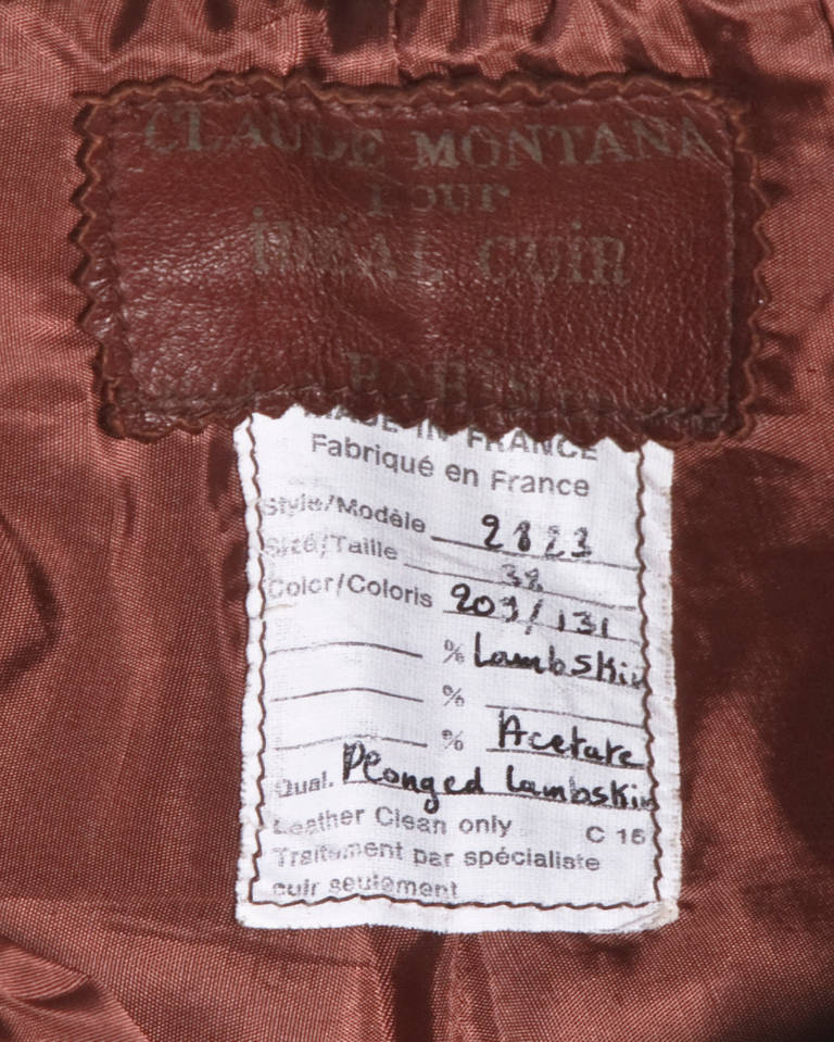 Claude Montana Pour Ideal Cuir Vintage Oxblood Lambskin Leather Cropped Pants In Excellent Condition In Sparks, NV