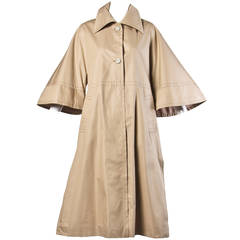 Ted Lapidus Vintage 1970s 70s Khaki Rain Coat with Cape Sleeves