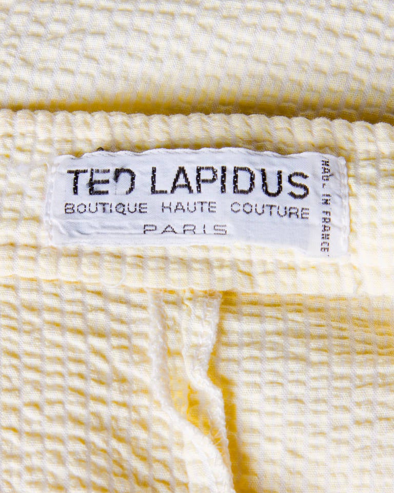 Women's Ted Lapidus Vintage Yellow Striped Seersucker Jumpsuit