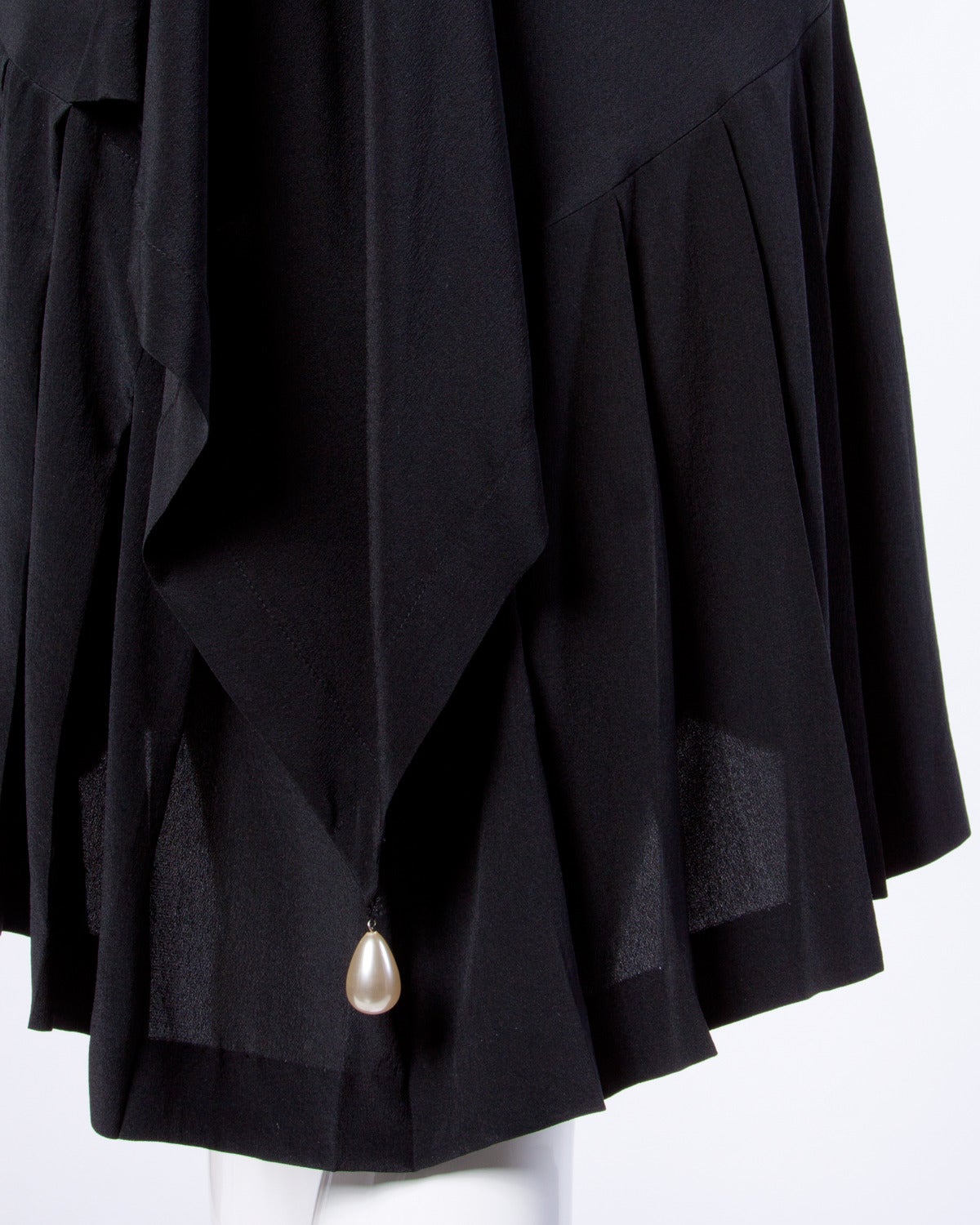 Comme des Garcons Vintage Black Silk Asymmetric Avant Garde Midi Dress In Excellent Condition In Sparks, NV