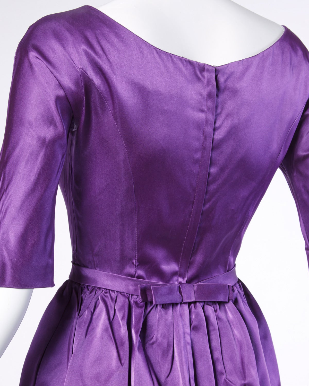 Women's Vintage 1960s 60s Purple Satin Cocktail Dress