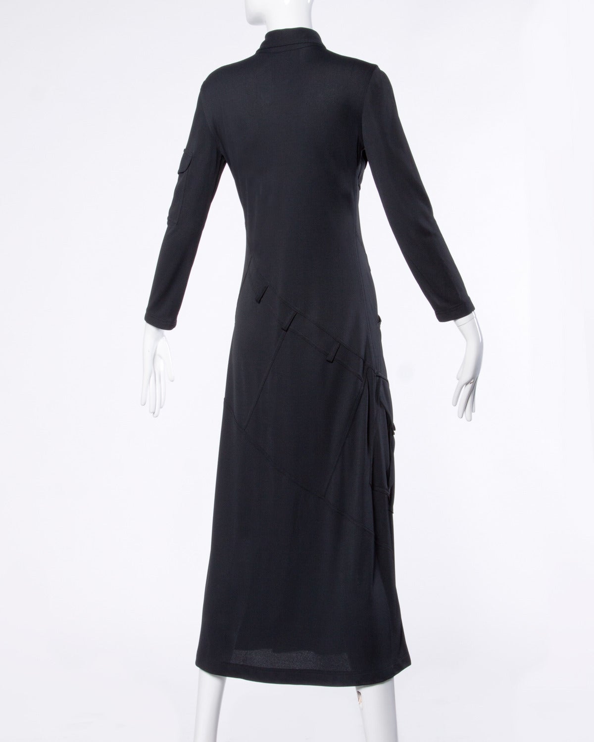 Moschino Vintage 1990s 90s Black Asymmetric Avant Garde Maxi Dress In Excellent Condition In Sparks, NV