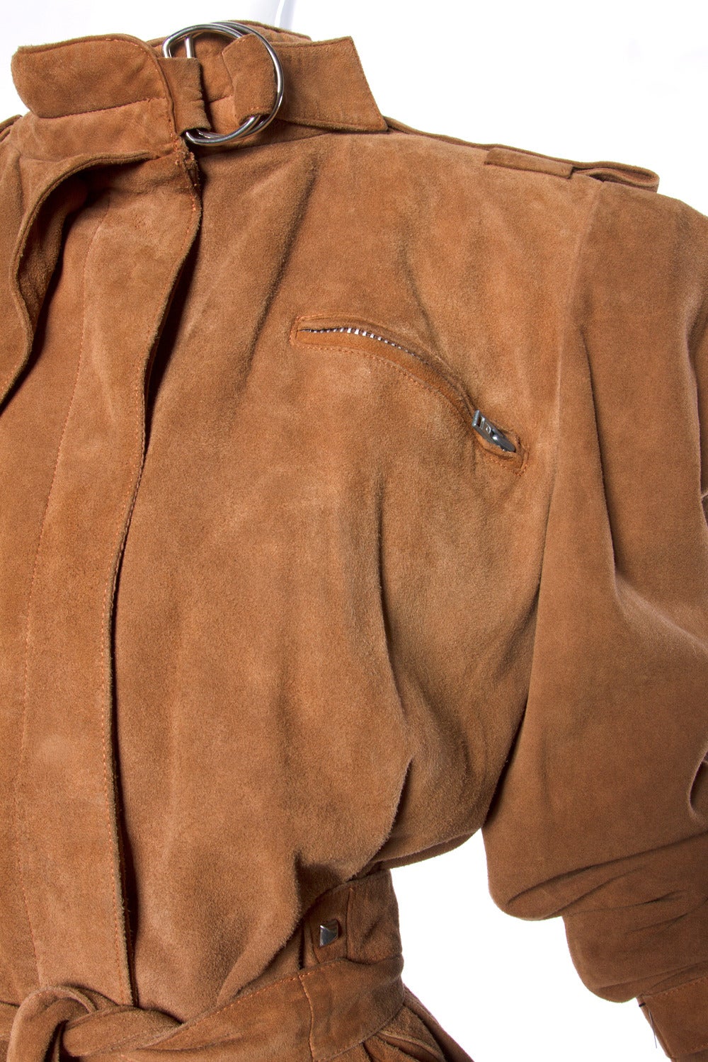Women's Claude Montana pour Ideal Cuir Vintage 1980s 80s Brown Leather Jacket