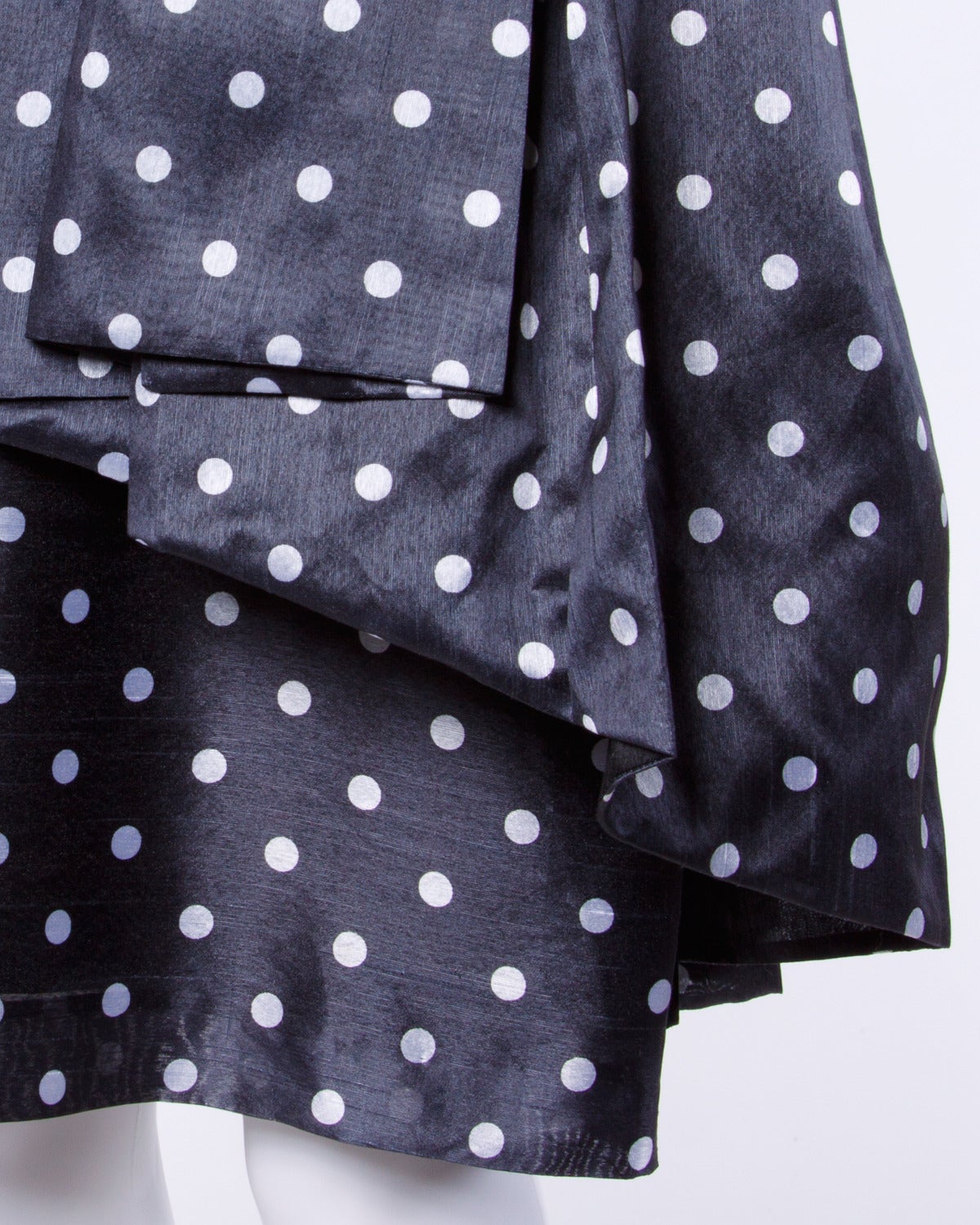 Women's Loris Azzaro Vintage Polka Dot Bustier Top + Skirt 2-Piece Dress Ensemble