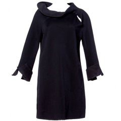 Gianfranco Ferre Retro Black Wool Silk Avant Garde Cut Out Tunic Dress