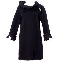 Gianfranco Ferre Vintage Black Wool Silk Avant Garde Cut Out Tunic Dress