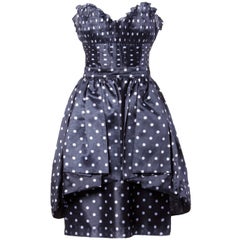 Loris Azzaro Vintage Polka Dot Bustier Top + Skirt 2-Piece Dress Ensemble