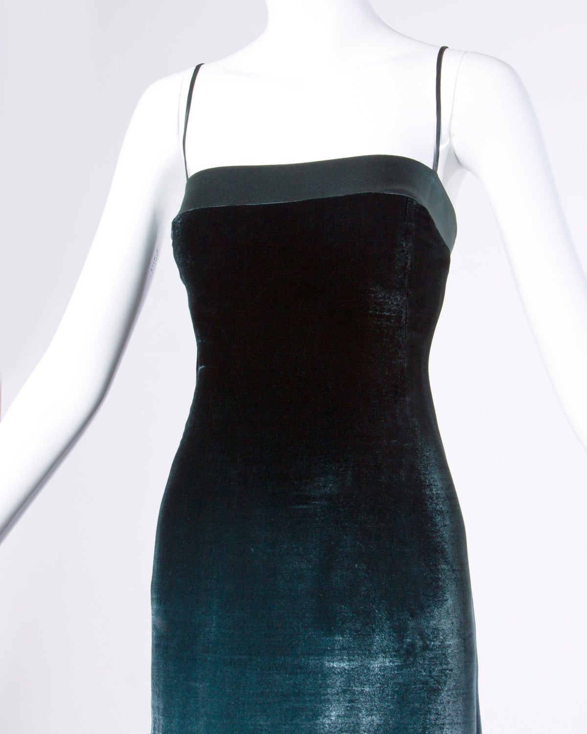 Emanuel Ungaro Plus-Size Green Ombre Silk Velvet Maxi Dress Size XL