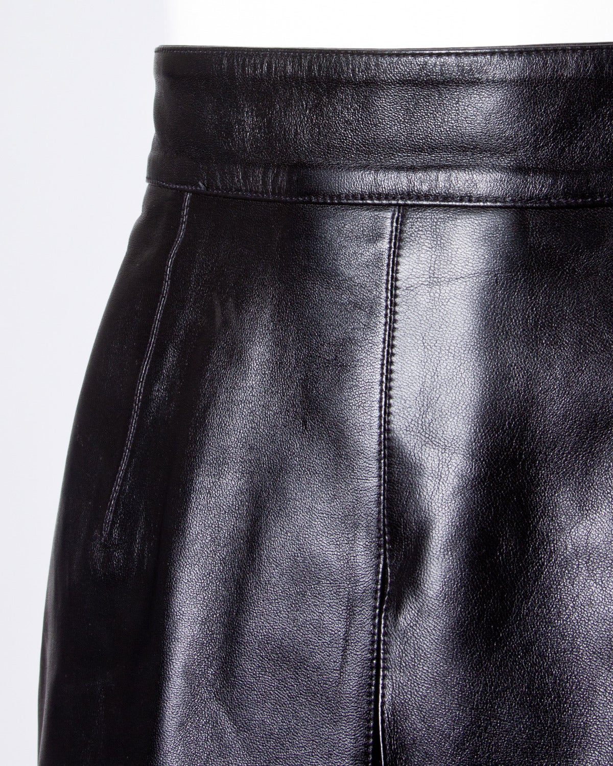 Claude Montana pour Ideal Cuir Vintage 1980s 80s Black Leather Skirt at ...