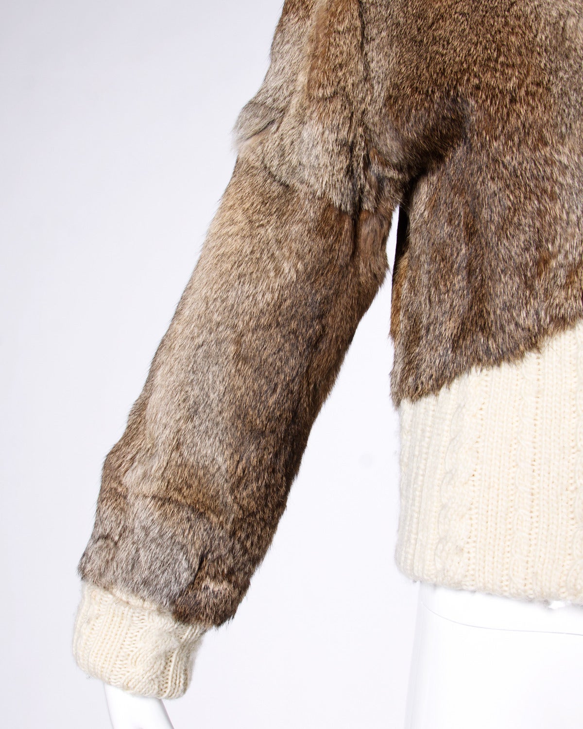Christian Lacroix Vintage Rabbit Fur + Knit Sweater Bomber Jacket 3