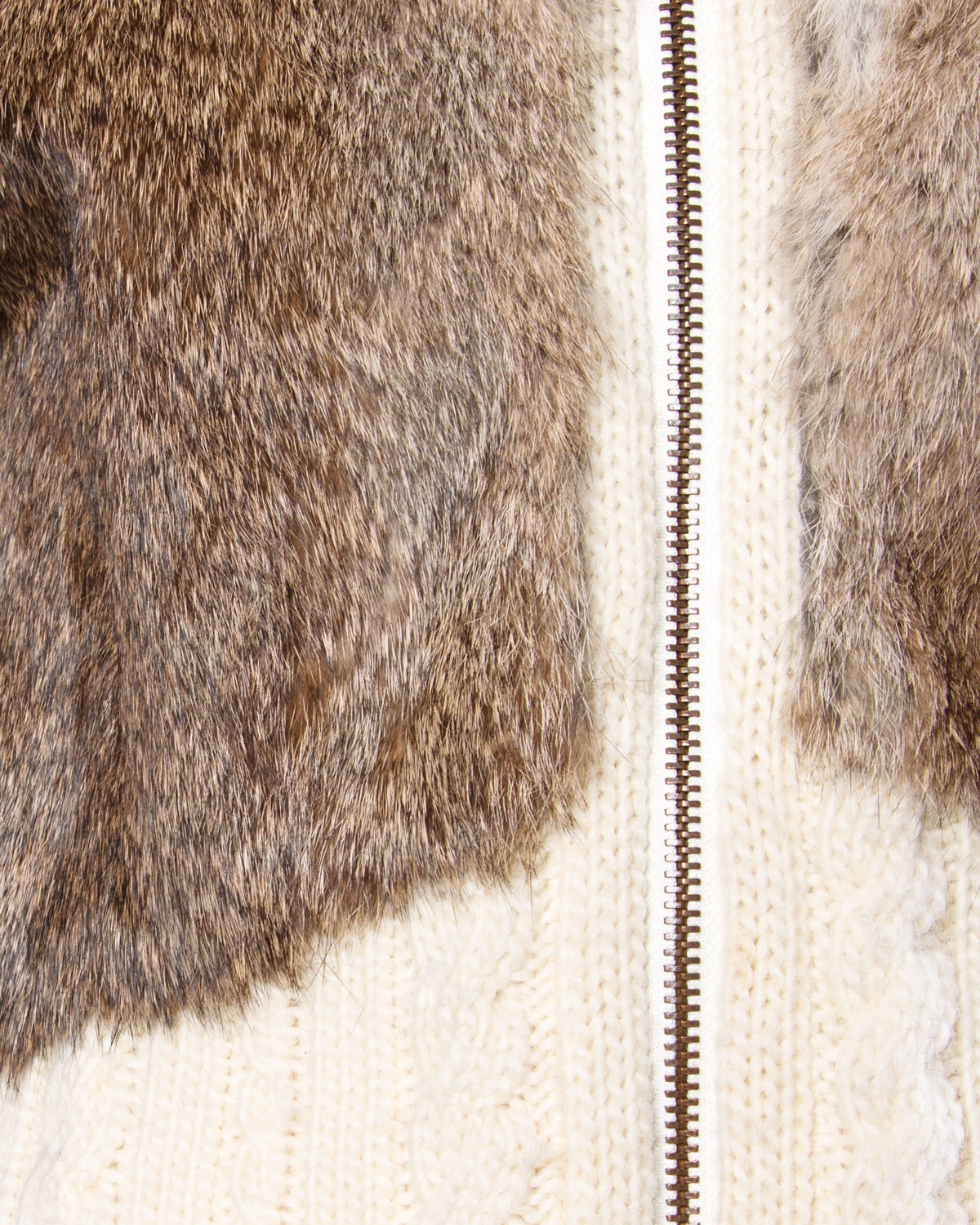 Christian Lacroix Vintage Rabbit Fur + Knit Sweater Bomber Jacket 2