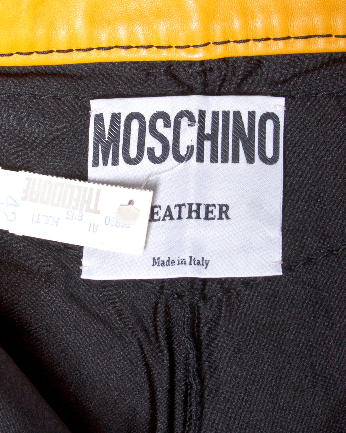 1993 Unworn Moschino Leather Color Block High Waist Hot Pants / Shorts 2