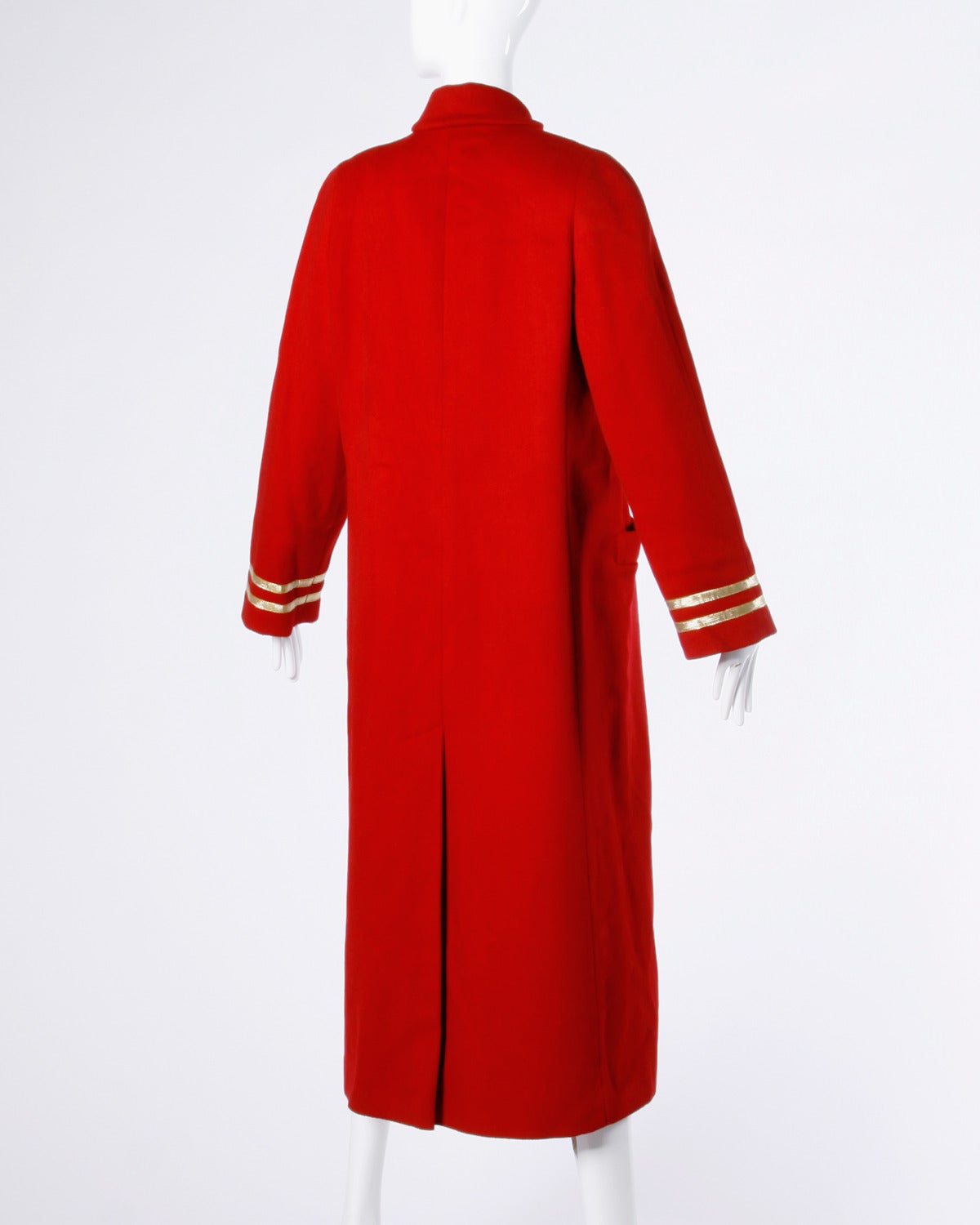 Christian Dior Vintage 1980s 80s Red Military Crest Coat In Excellent Condition In Sparks, NV