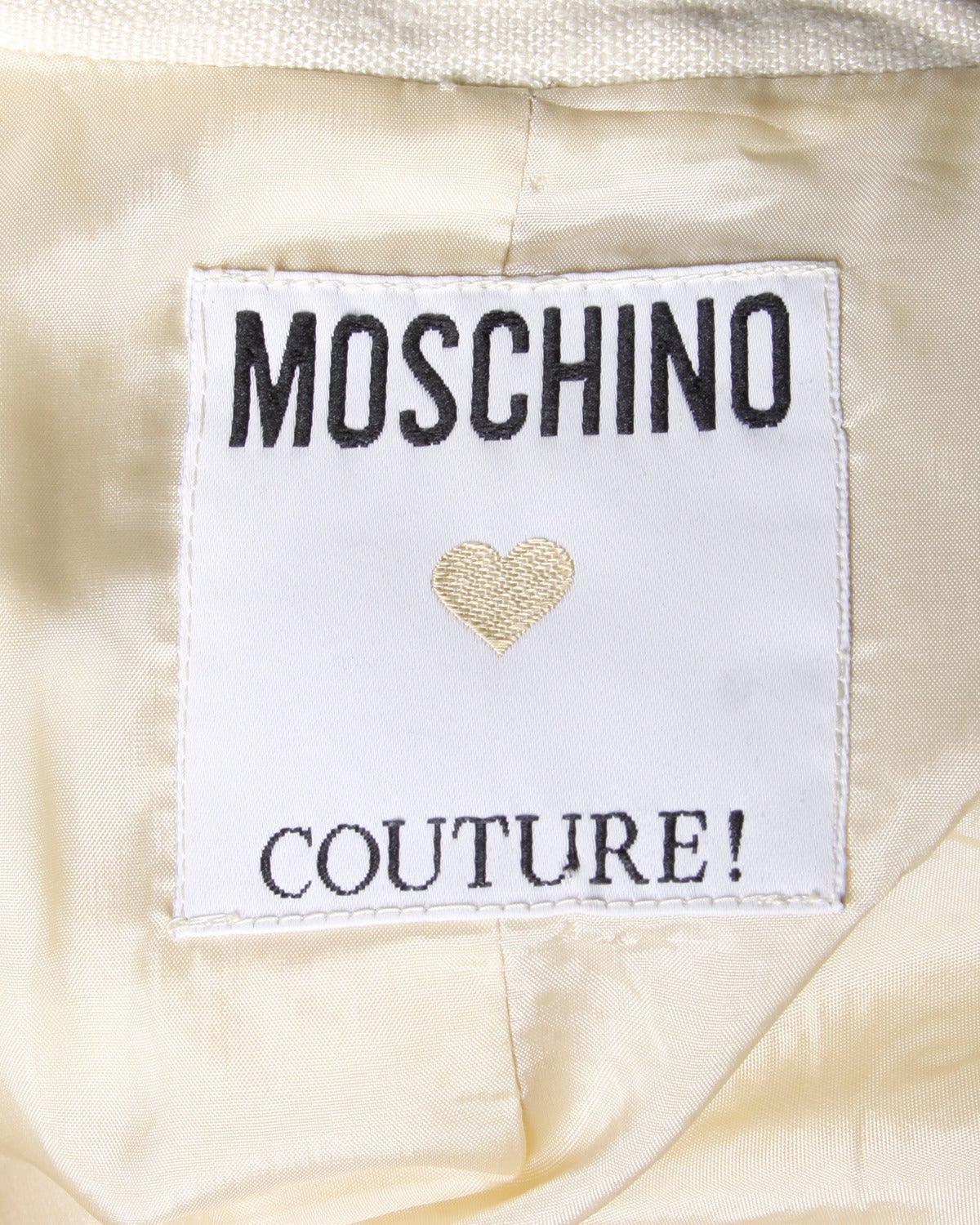 Beige Moschino Couture! Vintage 1990s 90s Cream Blazer or Suit Jacket For Sale