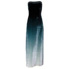 Emanuel Ungaro Plus-Size Green Ombre Silk Velvet Maxi Dress Size XL