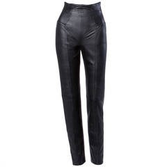 Michael Hoban North Beach Leather Vintage 1980s 80s Black High Waist Pants
