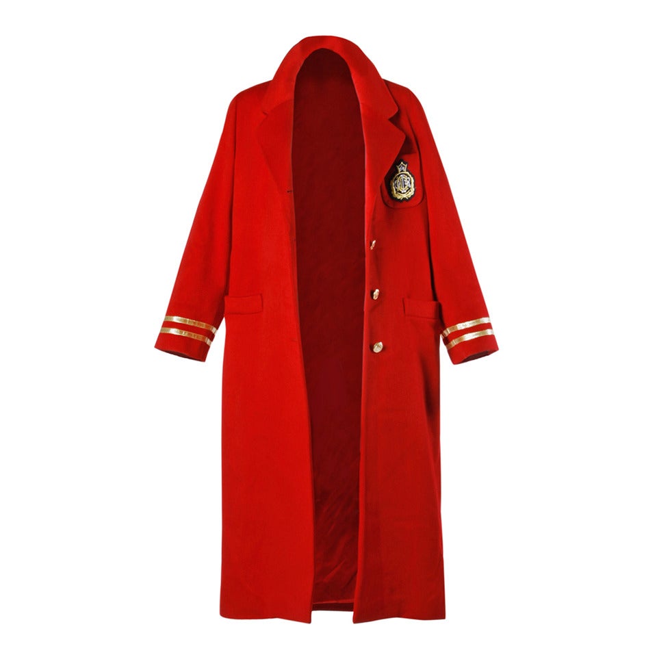 Christian Dior Vintage 1980s 80s Red Military Crest Coat at 1stDibs